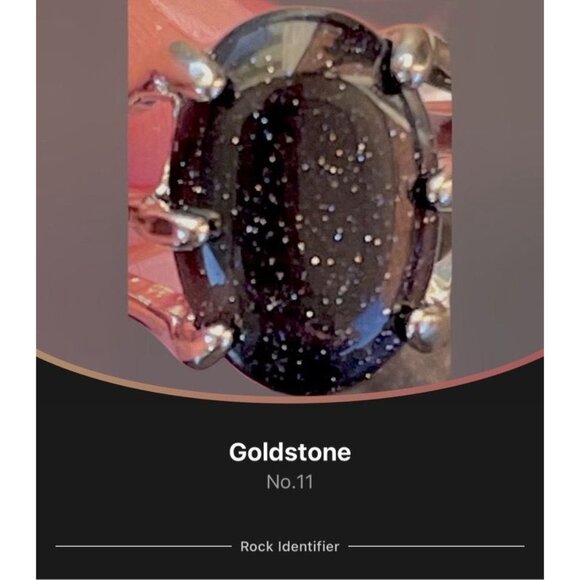 Goldstone Oval Gemstone Ring in Silvertone Size 9.5 - Picture 5 of 12